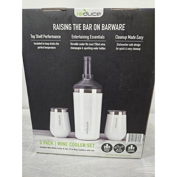 Reduce Wine Cooler Set - Stainless Steel Wine Bottle Cooler 3 pc White - Picture 3 of 4